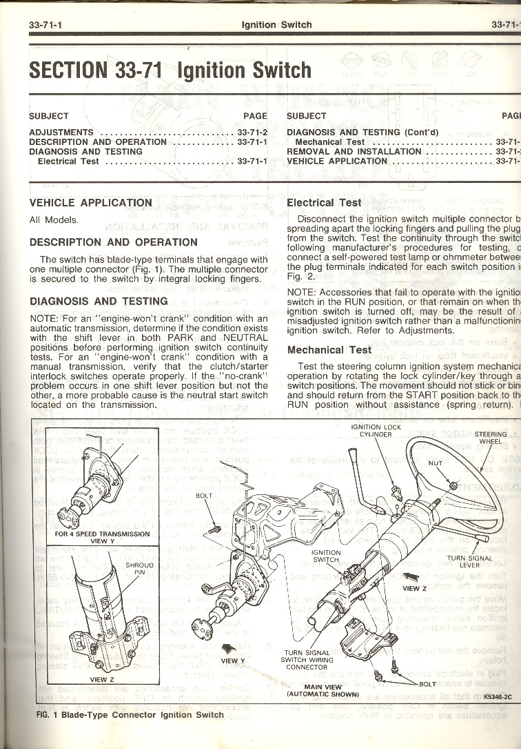 87'-91 Ignition switch info & troubleshooting guide - 80 ... diagram of 1986 ford bronco engine 